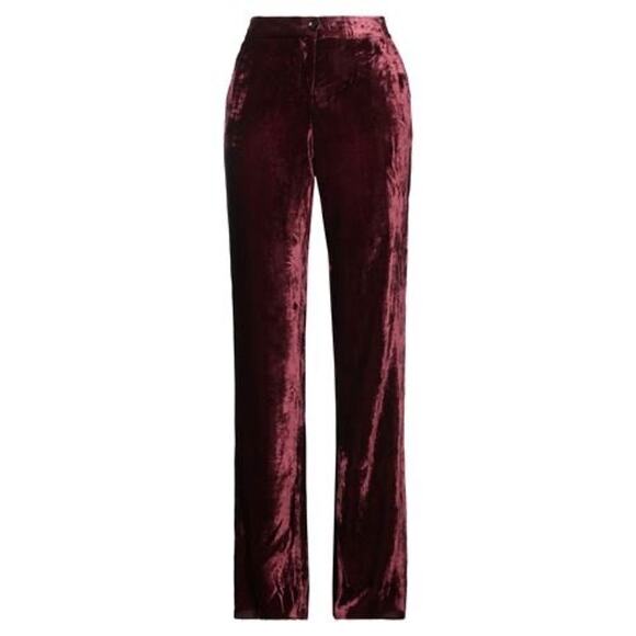 NWOT Marella crushed velvet relaxed trouser pants small burgundy red 4 $232 - Picture 1 of 6